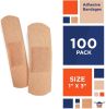 Adhesive Bandages. Pack of 100 Sterile Fabric Bandages 1" x 3" for Wound Protection. Sterile Bandages with Non-Adherent pad. Single use. Individually