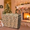 Firewood Log Rack 2500LBS Iron Wood Lumber Storage Stacking Rack 4.03ft Heavy Duty Pile Lumber Storage Holder for Fireplace Firepit