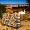 Firewood Log Rack 2500LBS Iron Wood Lumber Storage Stacking Rack 4.03ft Heavy Duty Pile Lumber Storage Holder for Fireplace Firepit