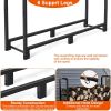 Firewood Log Rack 2500LBS Iron Wood Lumber Storage Stacking Rack 4.03ft Heavy Duty Pile Lumber Storage Holder for Fireplace Firepit