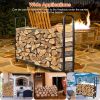 Firewood Log Rack 2500LBS Iron Wood Lumber Storage Stacking Rack 4.03ft Heavy Duty Pile Lumber Storage Holder for Fireplace Firepit