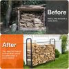 Firewood Log Rack 2500LBS Iron Wood Lumber Storage Stacking Rack 4.03ft Heavy Duty Pile Lumber Storage Holder for Fireplace Firepit