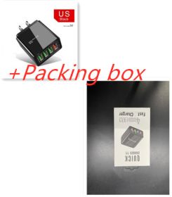 Illuminated 4USB Mobile Phone Charger 3A Charging Head (Option: Black Box packaging-US plug)