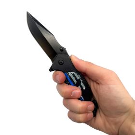 3 1/2" Spring Assisted Knife (Color: Thin Blue Line)