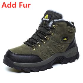 Large Size 48 Hiking Boots Men Summer Winter Outdoor Warm Fur Non Slip Fashion Women Footwear Boys Outdoor Work Ankle Boot Fall (Color: Fur Green, size: 39)