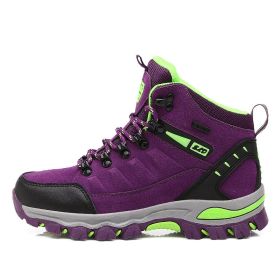 Waterproof Hiking Shoes Men Women Sneakers Mountain Climbing Shoes Outdoor Unisex Sport Hunting Boots Men Trekking Shoes (Color: Purple, size: 42)