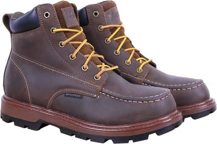 Mens Steel Toe Work Boots With 2 Insoles Waterproof Insulated Non Slip & Oil Resistant ASTM F2413 (Color: Dark Brown, size: 9)