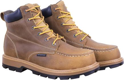 Mens Steel Toe Work Boots With 2 Insoles Waterproof Insulated Non Slip & Oil Resistant ASTM F2413 (Color: Brown, size: 12)