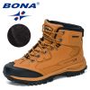 BONA 2022 New Designers Nubuck Hiking Shoes Men Non-Slip Outdoor Wear-Resistant Trekking Footwear Man High Top Plush Snow Boots