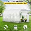 VEVOR Walk-in Tunnel Greenhouse, 15 x 7 x 7 ft Portable Plant Hot House w/ Galvanized Steel Hoops, 1 Top Beam, Diagonal Poles, Zippered Door & 8 Roll-