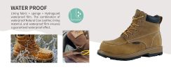 Mens Steel Toe Work Boots With 2 Insoles Waterproof Insulated Non Slip & Oil Resistant ASTM F2413